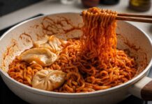 Spicy Ramen with Dumplings