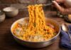 Creamy Buldak Ramen with Bacon, Cheese & Dumplings